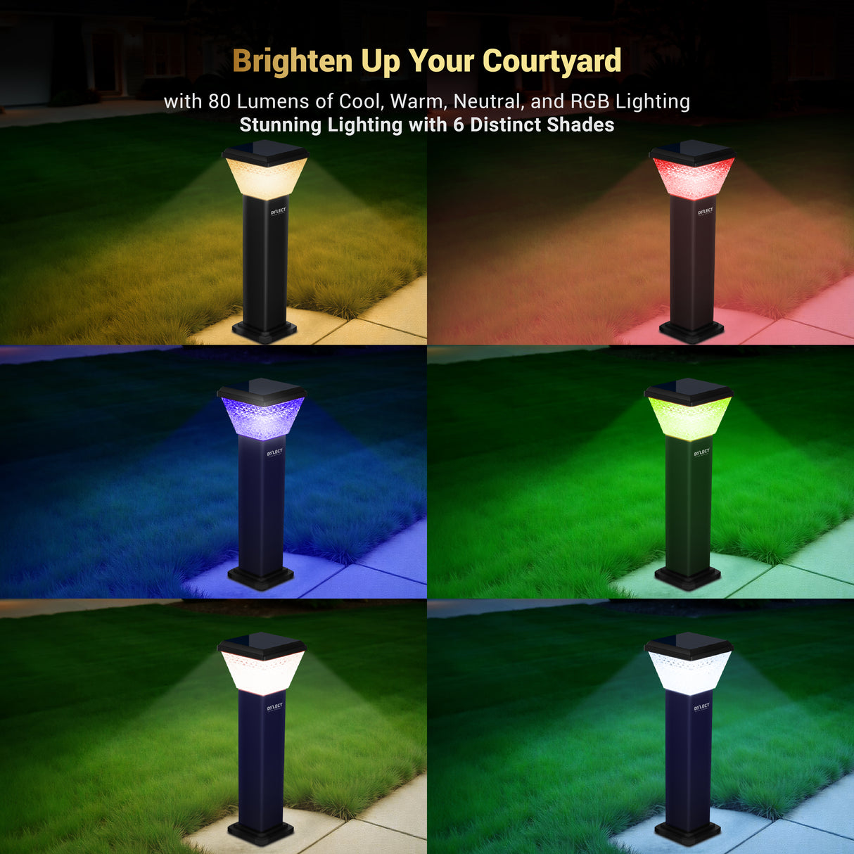 Dylect Luxe Solar Lawn Pillar Light - Pyramid Shape