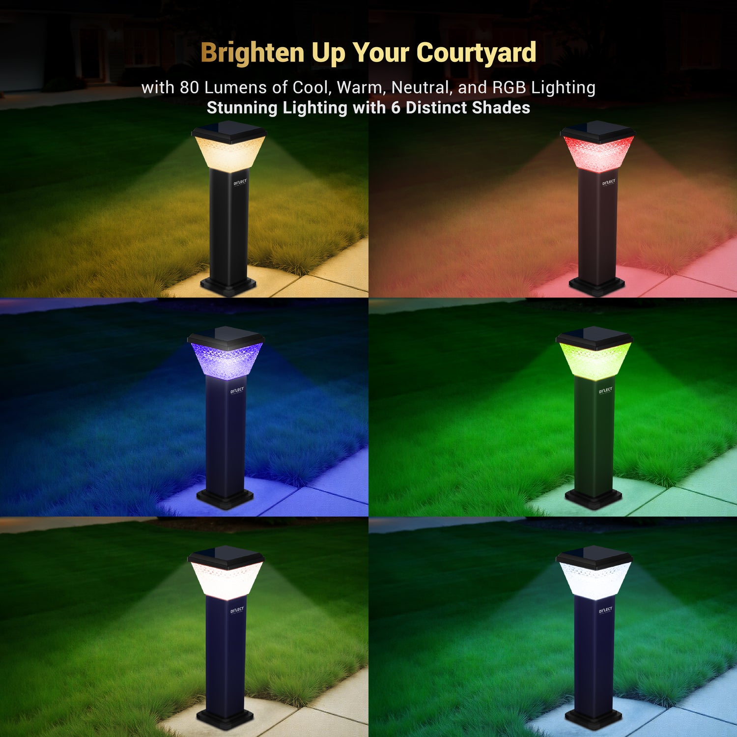 Dylect Luxe Solar Lawn Pillar Light - Pyramid Shape