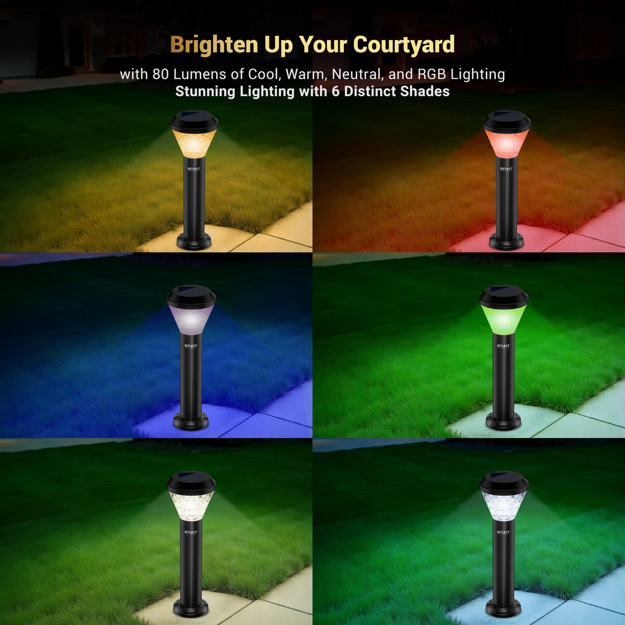 Dylect Luxe Solar Lawn Pillar Light - Cone Shape