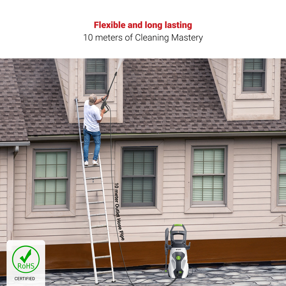 DYLECT 10M Outlet Hose Pipe for Dylect Series High Pressure Car Washers