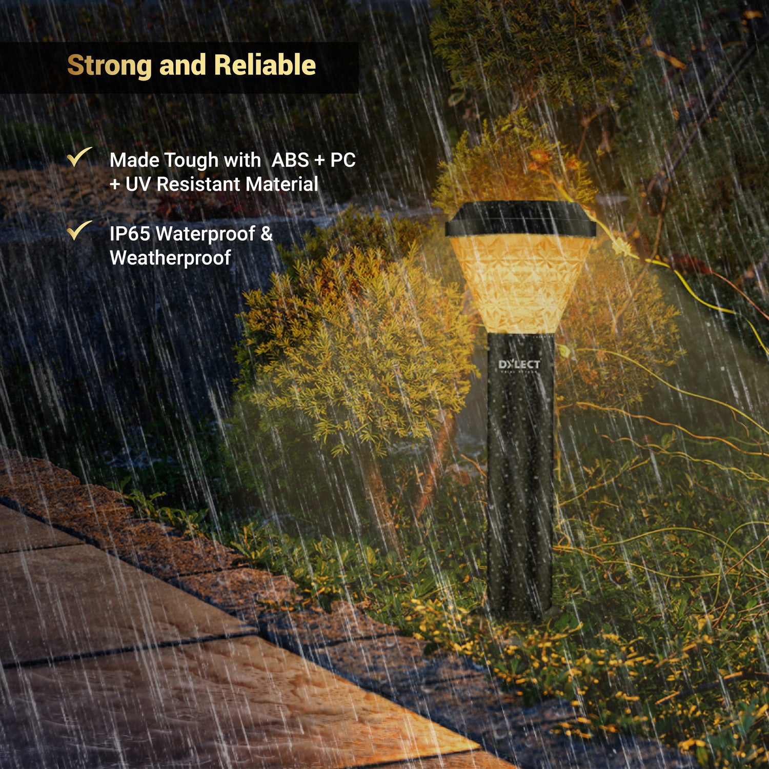 Dylect Luxe Solar Lawn Pillar Light - Cone Shape