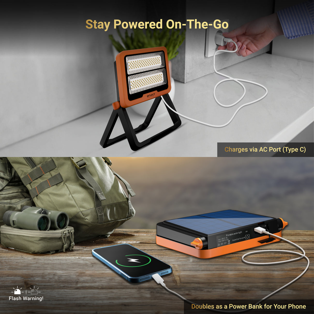Dylect Luxe Solar Camping Light – Orange