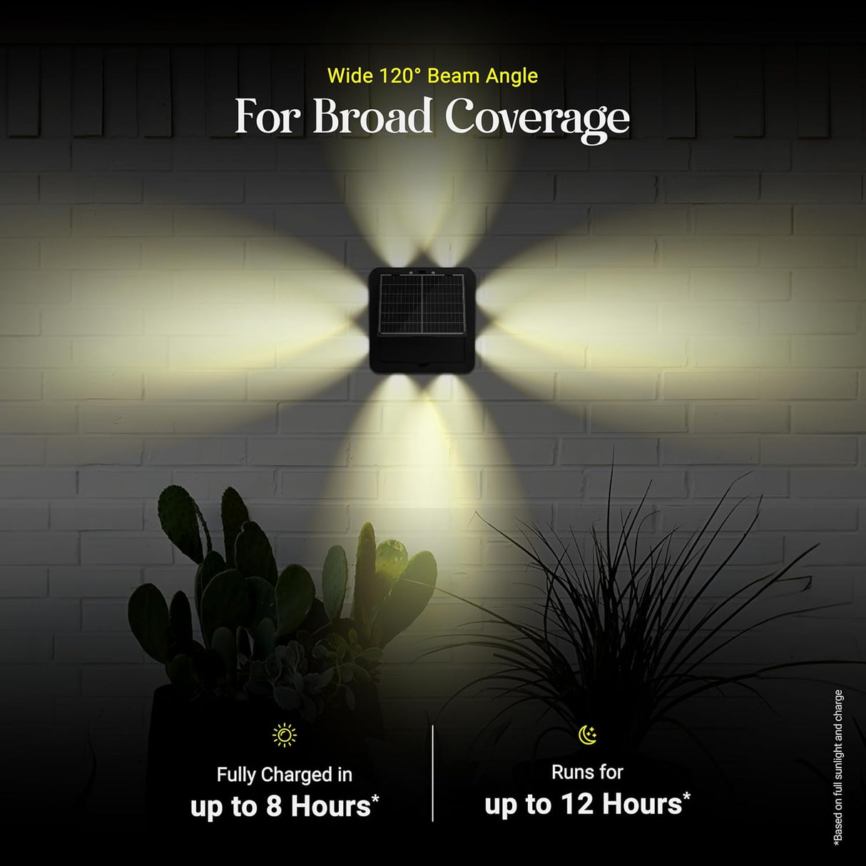 Dylect Eco Solar LED Wall Washer Light (4 Direction Beam Projection)