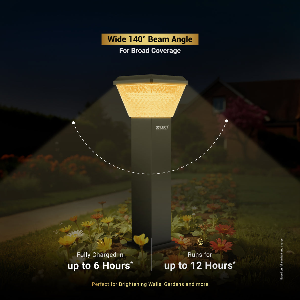 Dylect Luxe Solar Lawn Pillar Light - Pyramid Shape