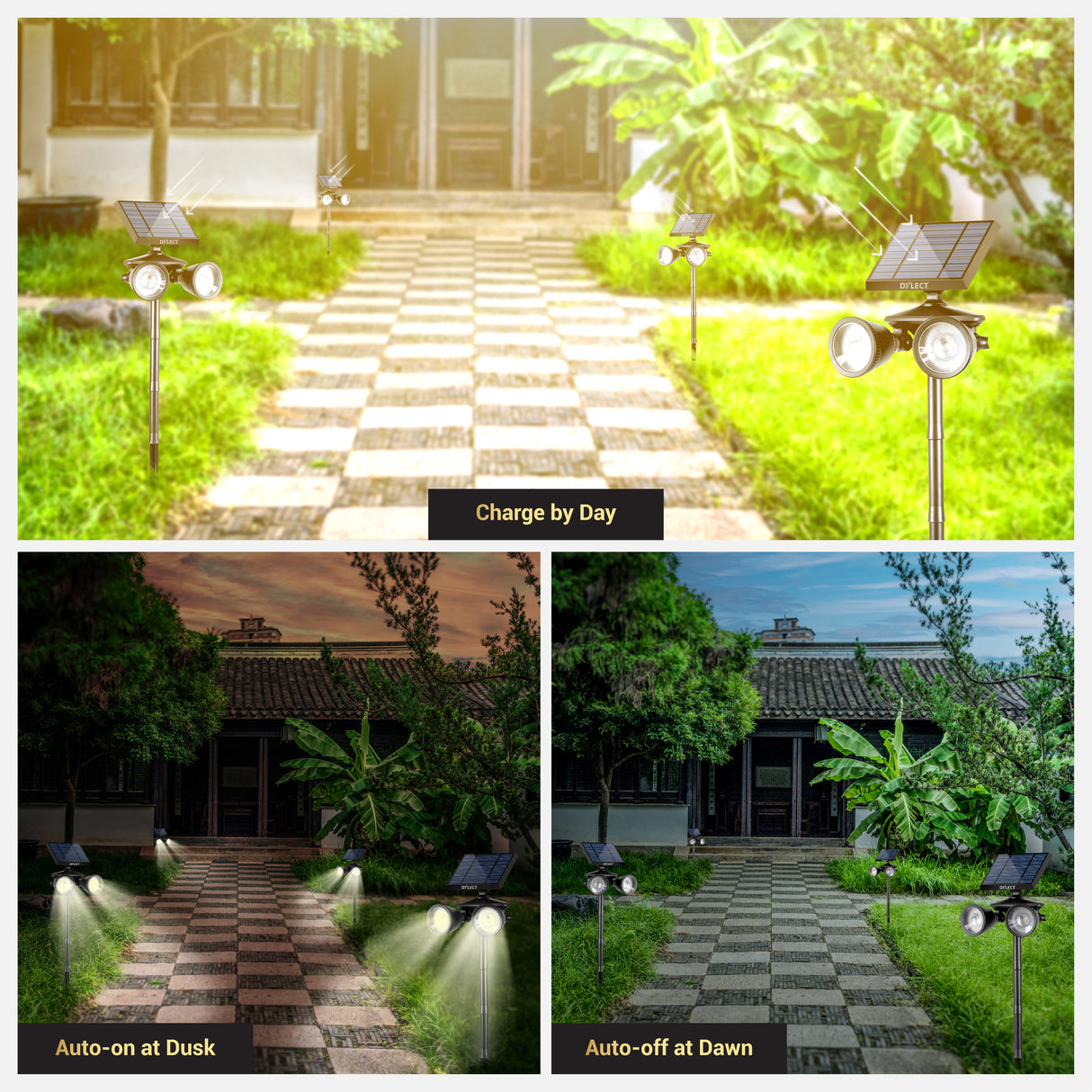 Dylect LUXE Solar Dual Head Garden Light