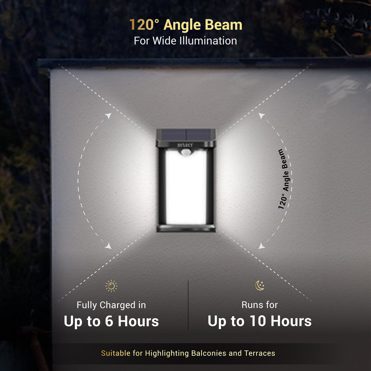 Dylect LUXE Solar Motion Wall Lantern