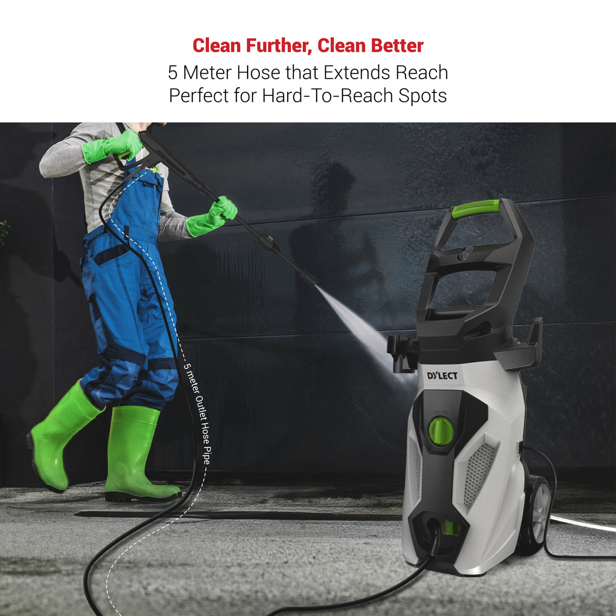 DYLECT High Pressure Washer 5M Outlet Hose Pipe