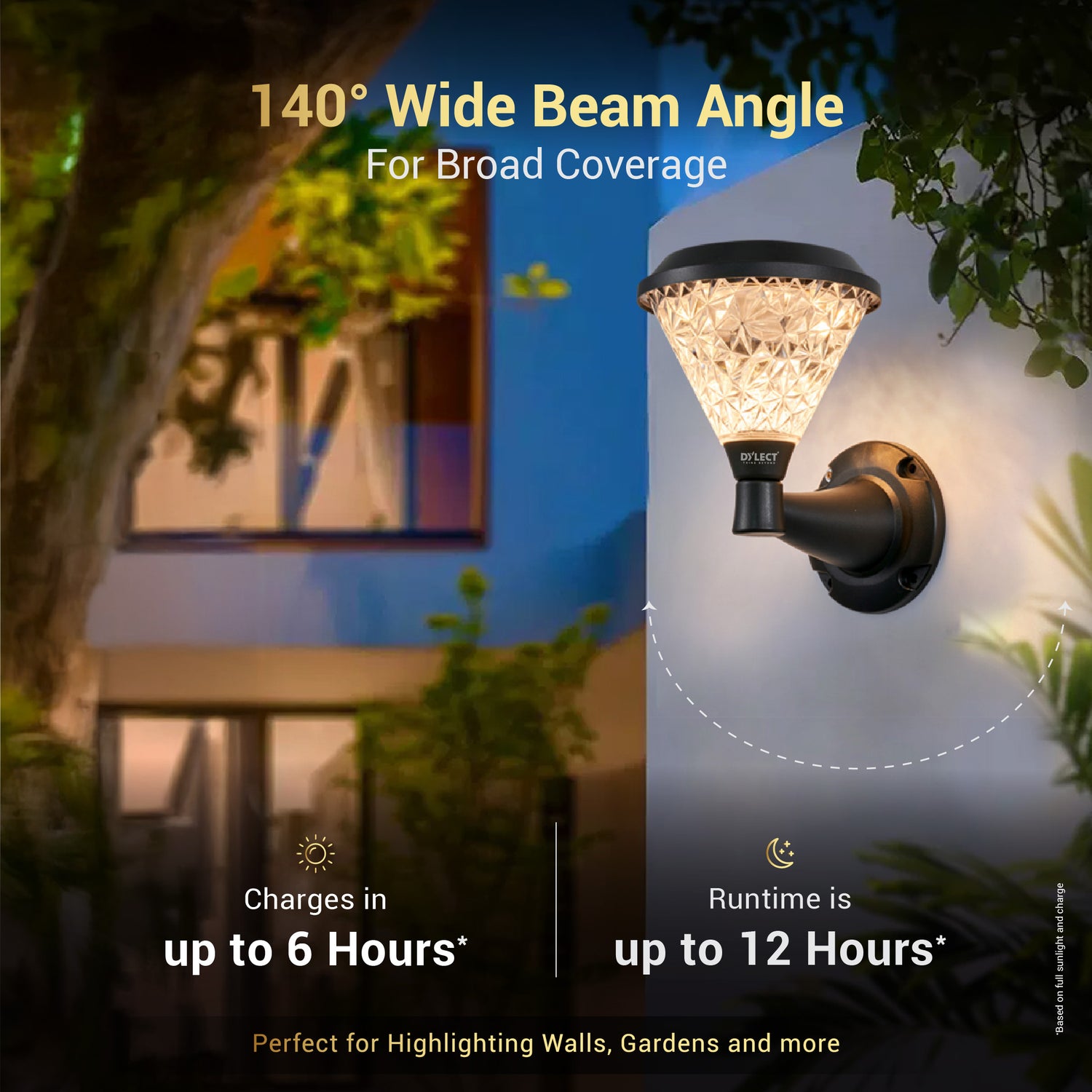 Dylect Luxe Solar Wall Lamp - Cone Shape (Small)
