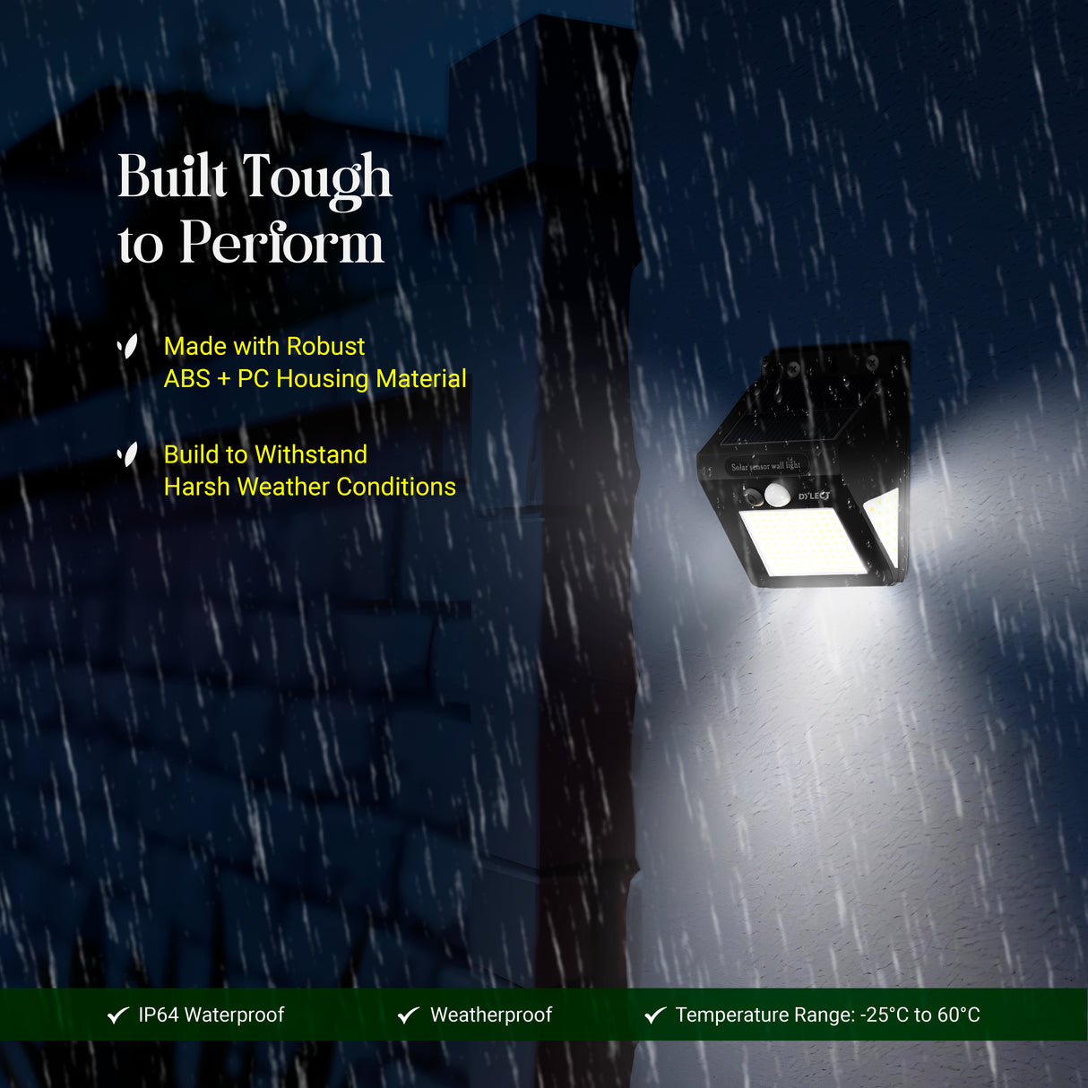 Dylect Eco Solar Wall Sensor Light – Front and Side Illumination -100 Lumen