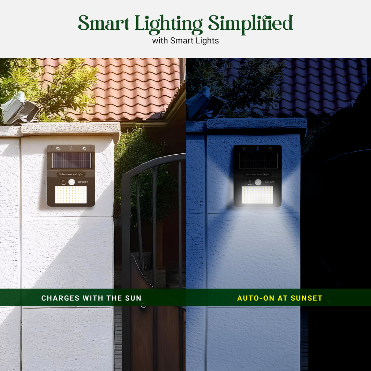 Dylect Eco Solar Wall Sensor Light – Front and Side Illumination -100 Lumen