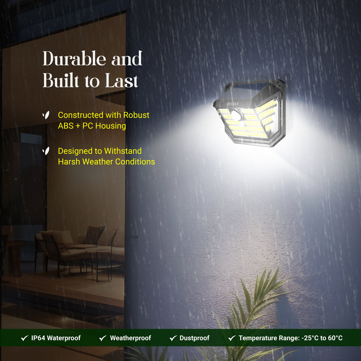 Dylect Eco Solar Wall Sensor Light – Front and Side Illumination (200 Lumen)