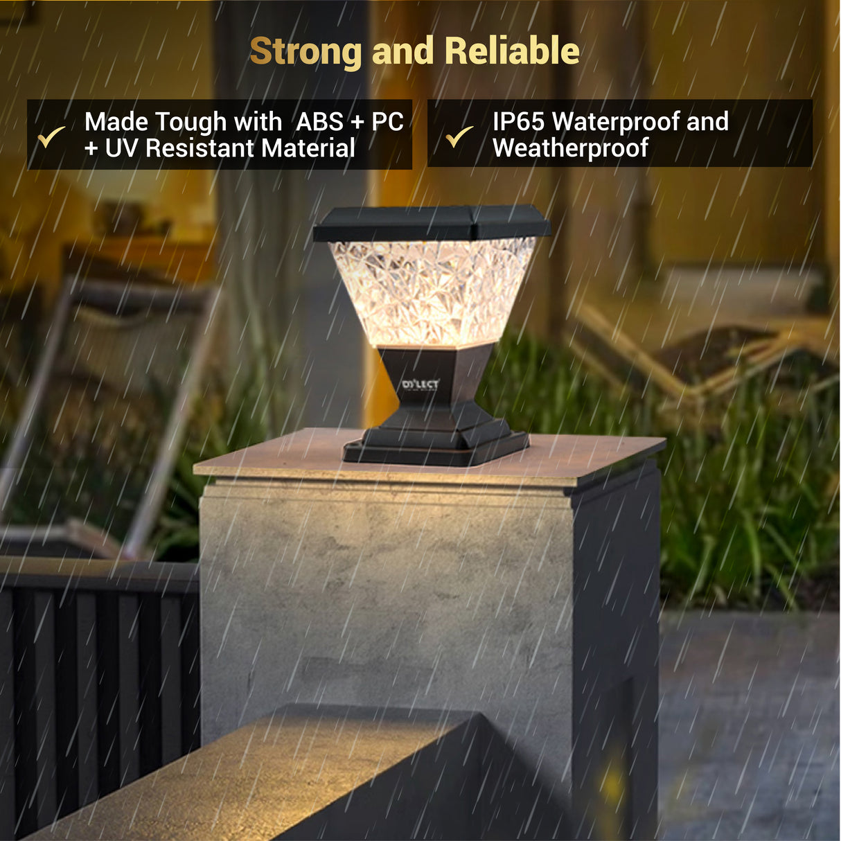 Dylect Luxe Solar Pillar Lamp - Pyramid Shape (Small)