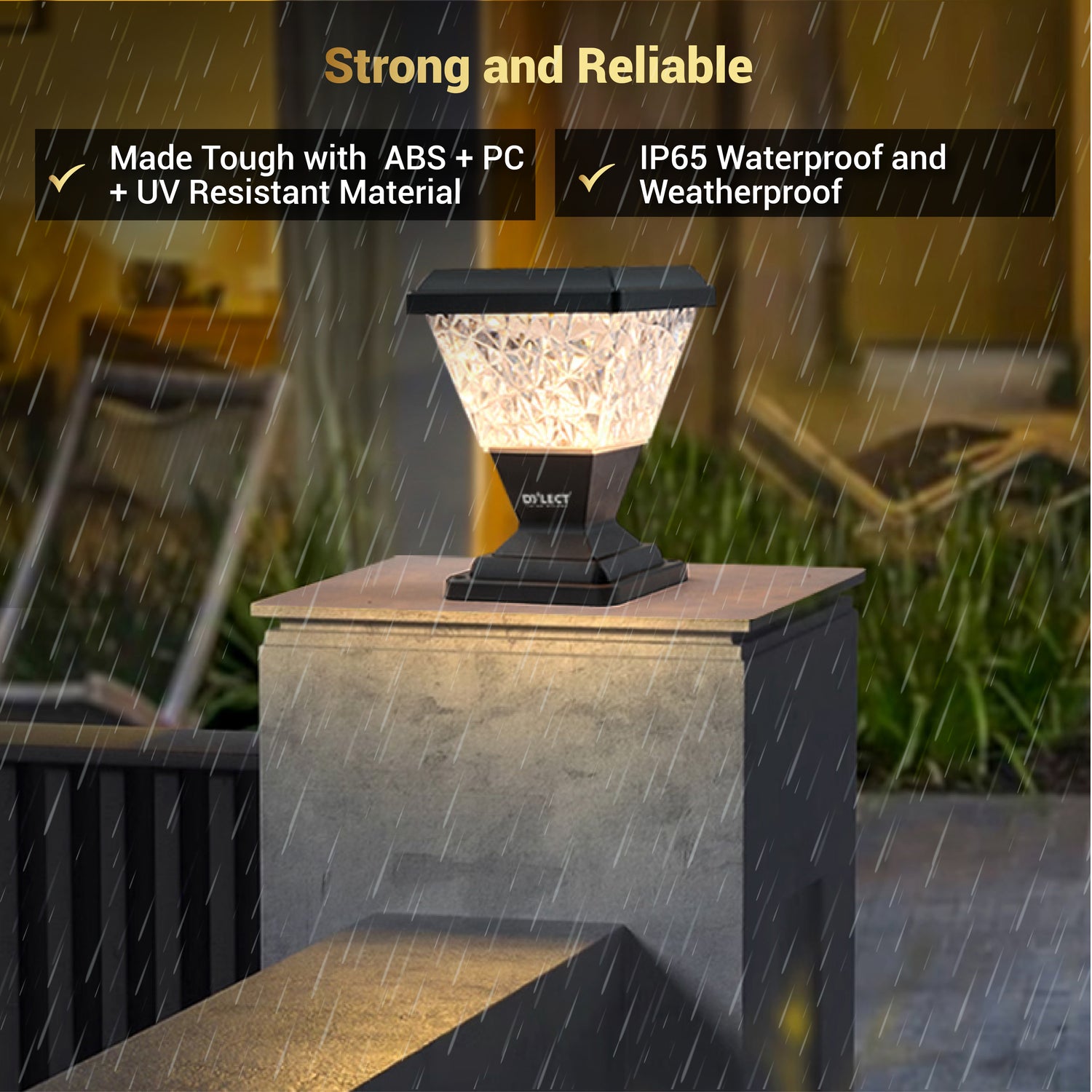 Dylect Luxe Solar Pillar Lamp - Pyramid Shape (Big)