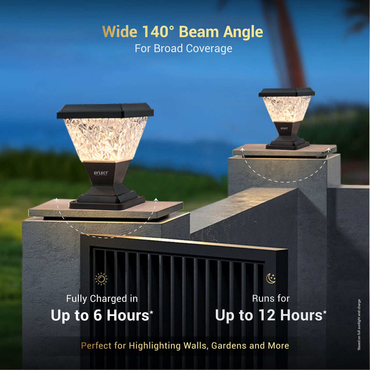 Dylect Luxe Solar Pillar Lamp - Pyramid Shape (Small)