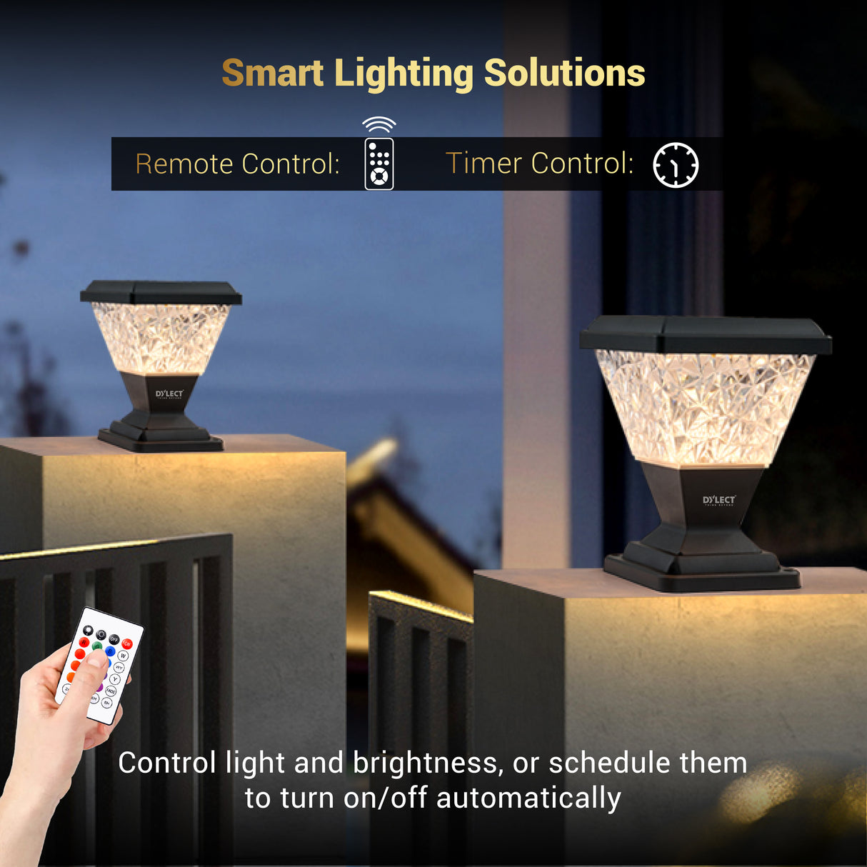 Dylect Luxe Solar Pillar Lamp - Pyramid Shape (Small)