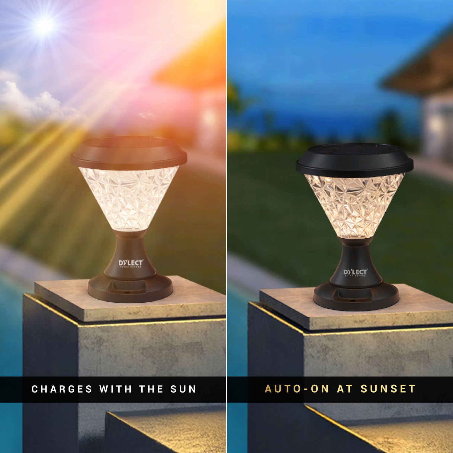 Dylect Luxe Solar Pillar Lamp - Cone Shape (Big)