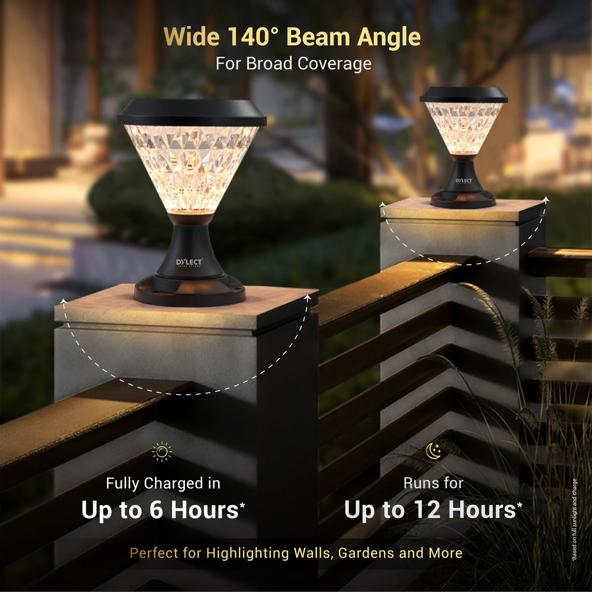 Dylect Luxe Solar Pillar Lamp - Cone Shape (Small)