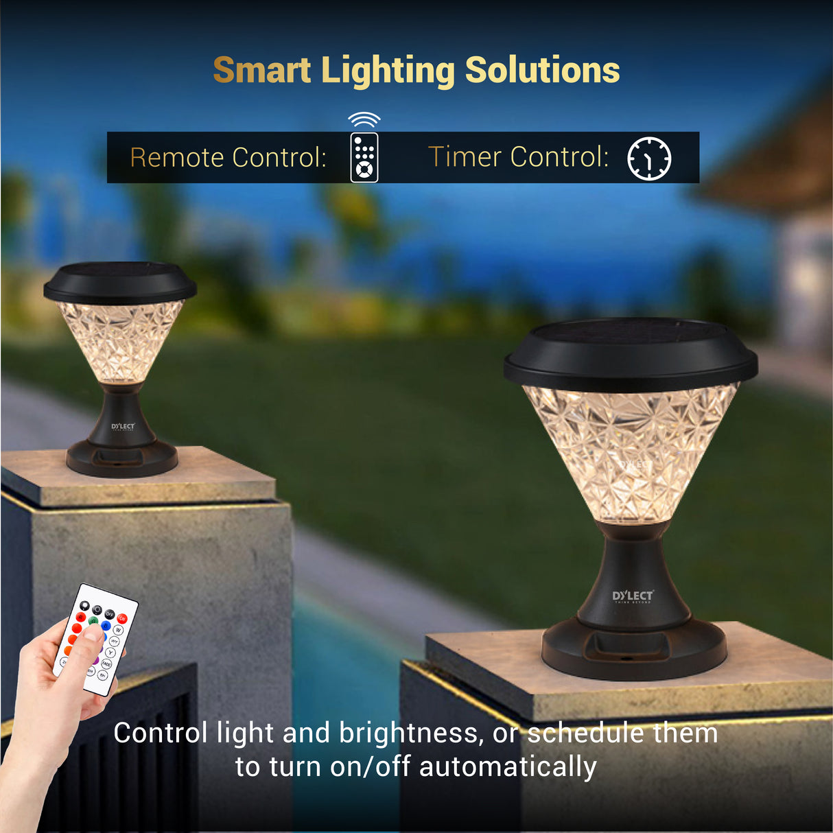 Dylect Luxe Solar Pillar Lamp - Cone Shape (Small)