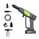 Dylect AirWash Go Cordless Pressure Washer Gun with battery pack, spray nozzle and foam bottle for car washing