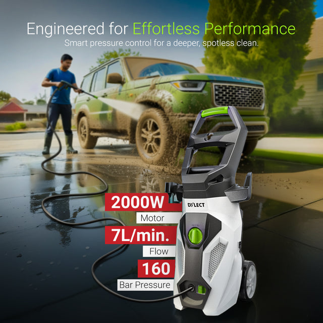 Dylect Ultra Power Max car pressure washer with 2000W motor, 160 bar pressure and powerful cleaning performance