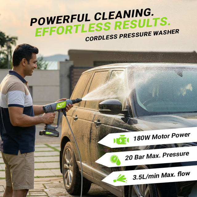 Dylect AirWash Go cordless car washer delivering powerful cleaning performance for vehicles and outdoor surfaces