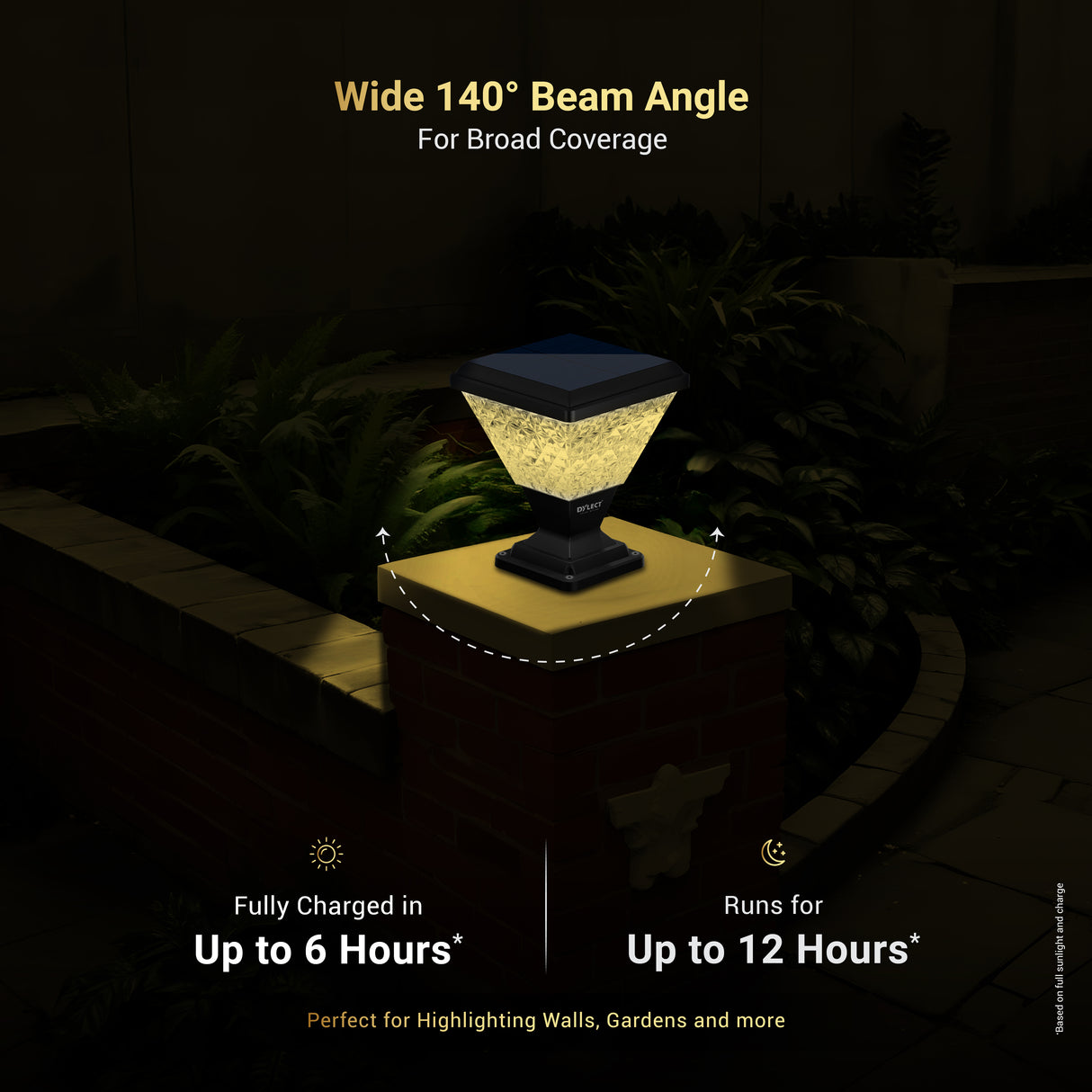 Dylect Luxe Solar Pillar Lamp - Pyramid Shape (Big)