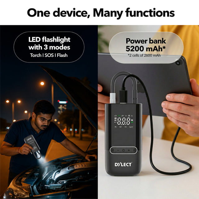 Dylect Air Dash Tyre Inflator | 5200 mAh
