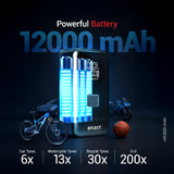 Dylect® AIR NOVA 4-in-1 Jump Starter & Tyre Inflator for Car and Bike | 1000A Peak | 12,000 mAh Power Bank | 160 PSI | Dual Display & Auto Cut-Off | LED Light | Type-C Fast Charge