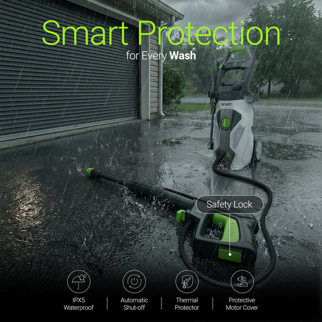 Dylect Ultra Power Max pressure washer gun with IPX5 protection, thermal safety system and auto shut off
