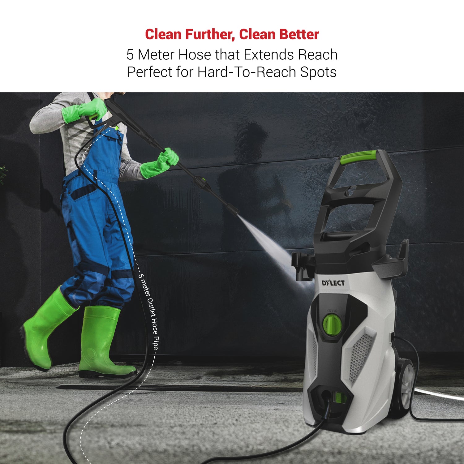 DYLECT High Pressure Washer 5M Outlet Hose Pipe