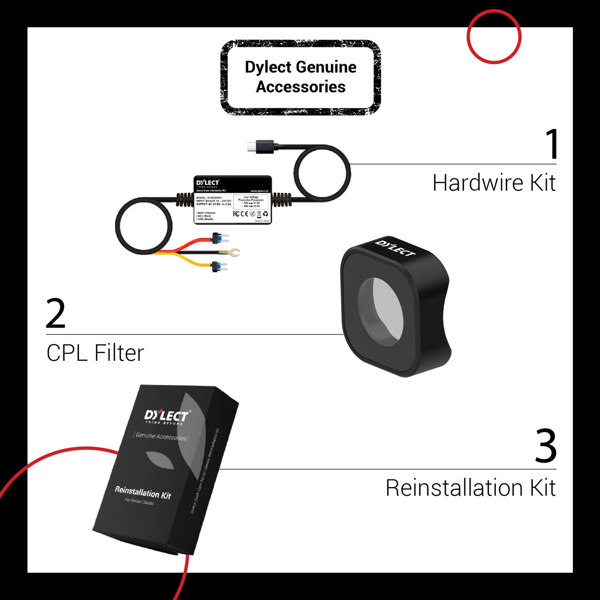 Reinstallation Kit for Two & Three Channel Dash Cam