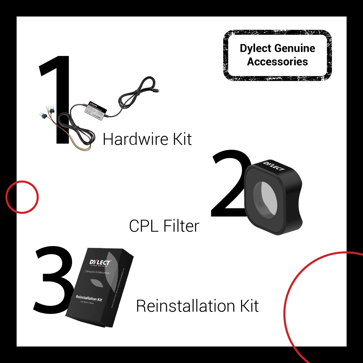 Reinstallation Kit for Single Channel Dash Cam